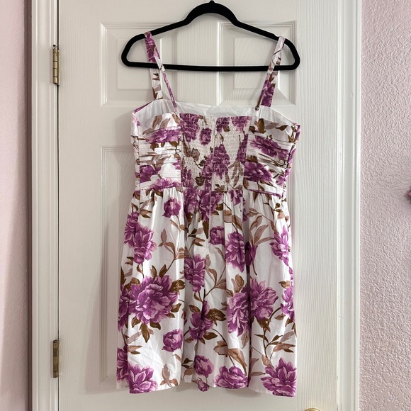 Abercrombie & Fitch Purple Emerson Floral Sleeveless Mini Dress Pockets Large - Picture 5 of 9